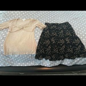 Tan Loft shirt w/ Black&Tan Banana Republic skirt